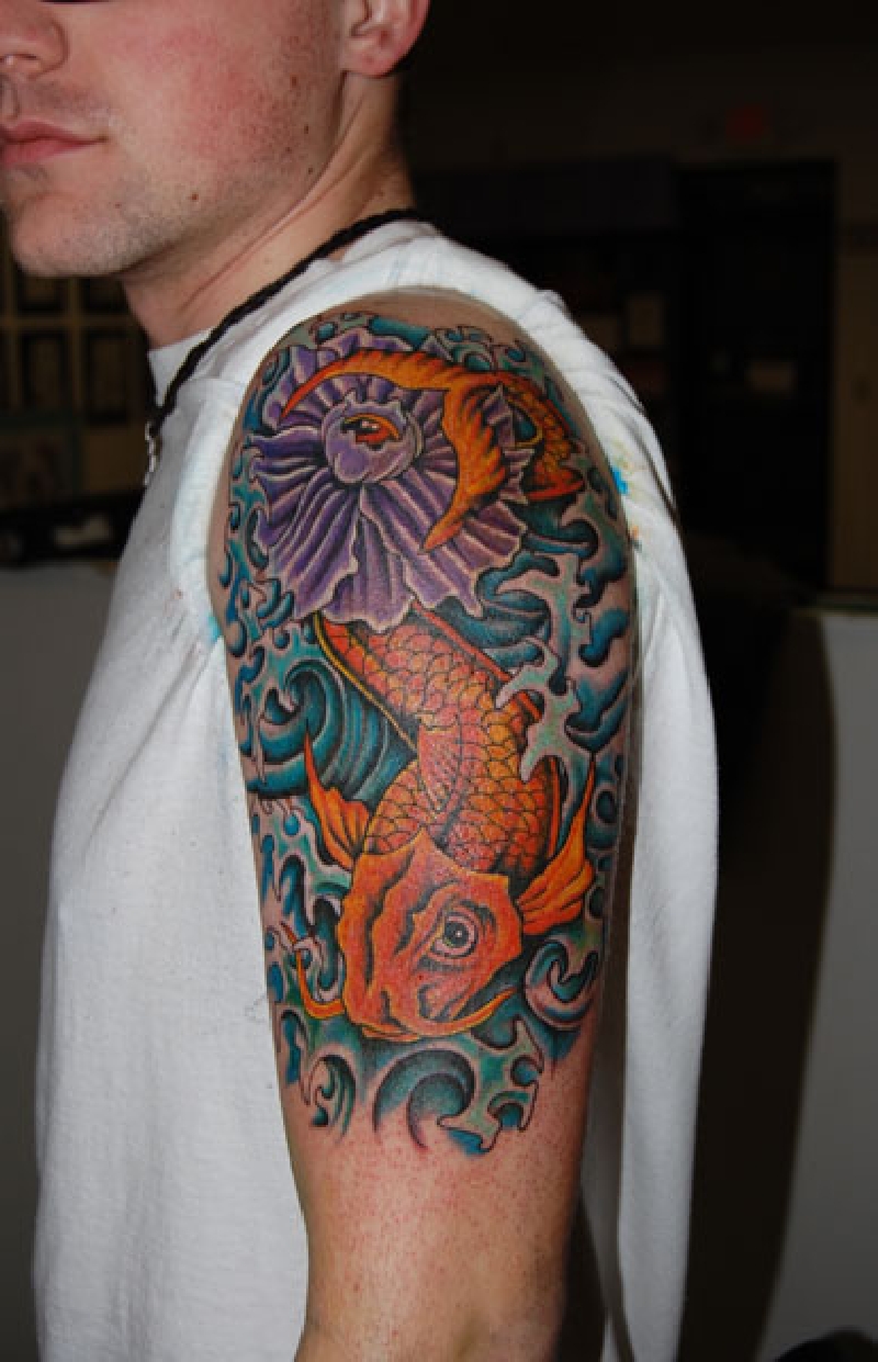 koi and chrysanthemum