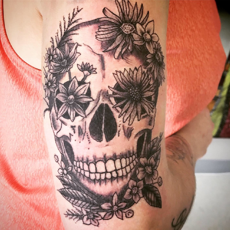 Flowers and skull