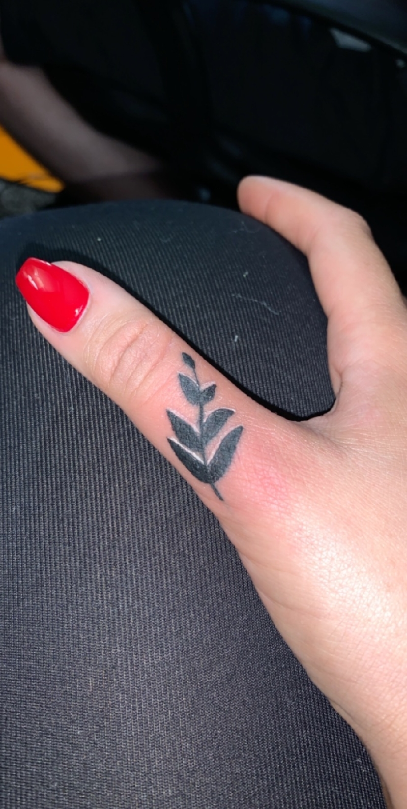 Small fern tattoo on thumb 